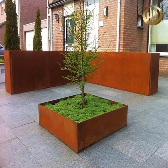 Bordas retangulares de aço corten simples para jardim de metal enferrujado ao ar livre