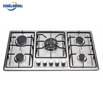 Painel embutido de aço inoxidável 5 queimadores Cooktop Fogão a gás Fogão